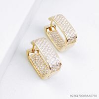 Autumn And Winter New Trend Personality Full Diamond Square Copper Earrings main image 1