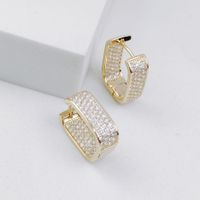 Autumn And Winter New Trend Personality Full Diamond Square Copper Earrings main image 6