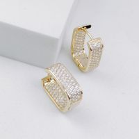 Boucles D&#39;oreilles Carrées En Cuivre Et Diamants, Nouvelle Personnalité Tendance D&#39;automne Et D&#39;hiver main image 6