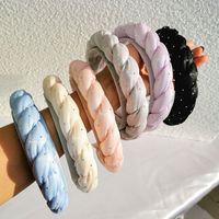 Autumn And Winter Solid Color Braid Bright Silk Fabric Hair Band main image 3
