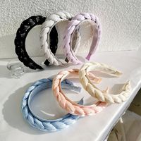 Autumn And Winter Solid Color Braid Bright Silk Fabric Hair Band main image 4