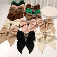 Autumn And Winter Simple Hairpin Rhinestone Pearl Fabric Hair Accessories Bow Hairpin main image 1