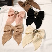 Autumn And Winter Simple Hairpin Rhinestone Pearl Fabric Hair Accessories Bow Hairpin main image 3