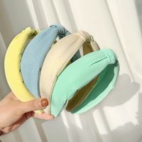 Korean Pure Color Shiny Cloth Knotted Headband main image 1