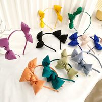 Cute Klein Blue Solid Color Fabric Bow Headband main image 4