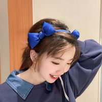 Cute Klein Blue Solid Color Fabric Bow Headband main image 5