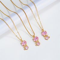 Cute Cat Female Niche Pink Clavicle Chain Pendant Necklace Wholesale main image 1
