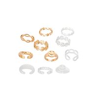 New Personality Stitching Star Smiley Face Hollow Ring Opening Adjustment 11-piece Rings main image 6