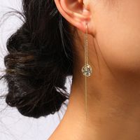 European And American Long Tassel Rose Flower Zircon Crystal Earrings main image 1