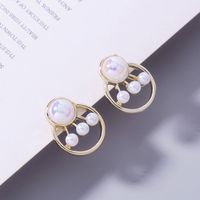 European And American Golden Pearl Round Flower Earrings main image 5