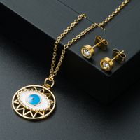 Creative Copper Gold-plated Devil's Eye Necklace Earrings Set Set Accessories main image 4