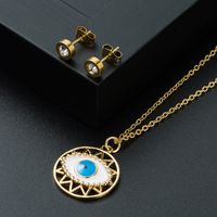 Creative Copper Gold-plated Devil's Eye Necklace Earrings Set Set Accessories main image 5