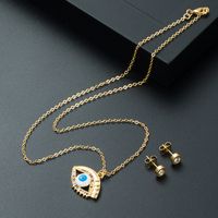 European And American Copper Micro-inlaid Zircon Devil's Eye Necklace Earring Set main image 3