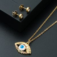 European And American Copper Micro-inlaid Zircon Devil's Eye Necklace Earring Set main image 4