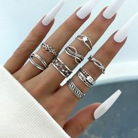 Punk Style Hollow Five-pointed Star Ring English Letters Thorns Retro Ornaments Eight-piece Set main image 1