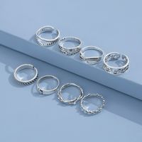 Punk Style Hollow Five-pointed Star Ring English Letters Thorns Retro Ornaments Eight-piece Set main image 4