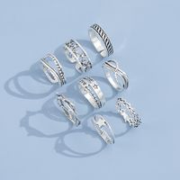 Punk Style Hollow Five-pointed Star Ring English Letters Thorns Retro Ornaments Eight-piece Set main image 5