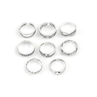 Punk Style Hollow Five-pointed Star Ring English Letters Thorns Retro Ornaments Eight-piece Set main image 6