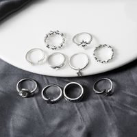 Personality Trend Five-pointed Star Moon Pendant Open Ring Ten-pieces Set main image 3