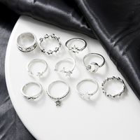 Personality Trend Five-pointed Star Moon Pendant Open Ring Ten-pieces Set main image 4