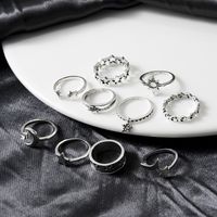 Personality Trend Five-pointed Star Moon Pendant Open Ring Ten-pieces Set main image 5