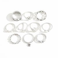 Personality Trend Five-pointed Star Moon Pendant Open Ring Ten-pieces Set main image 6