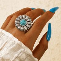 New Retro Oval Turquoise Ring European And American Fashion Trend Ring Creative Jewelry main image 3