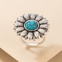New Retro Oval Turquoise Ring European And American Fashion Trend Ring Creative Jewelry main image 5