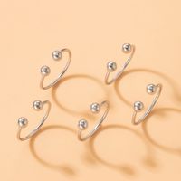 Mode Einfacher Schmuck Runde Perle Offener Ring Fünfteiliges Geometrisch Verstellbares Ringset main image 3
