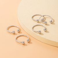 Fashion Simple Jewelry Round Bead Open Ring Five-piece Geometric Adjustable Ring Set main image 5