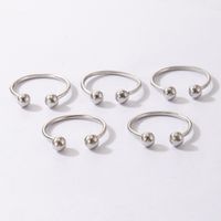 Fashion Simple Jewelry Round Bead Open Ring Five-piece Geometric Adjustable Ring Set main image 6