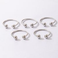 Mode Einfacher Schmuck Runde Perle Offener Ring Fünfteiliges Geometrisch Verstellbares Ringset main image 6
