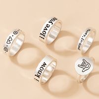 Simple Hip-hop Jewelry Letter Love Ring Five-piece Retro Geometric Ring Set main image 3