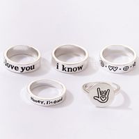 Simple Hip-hop Jewelry Letter Love Ring Five-piece Retro Geometric Ring Set main image 6