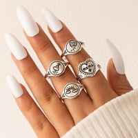 Fashion Hip-hop Jewelry Retro Letter Love Ring Four-piece Rainbow Butterfly Ring Set main image 2