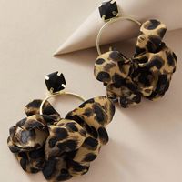 Personality Exaggerated Leopard Print Fabric Geometric Imitation Gemstone Inlaid Earrings main image 4