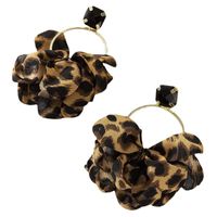 Personality Exaggerated Leopard Print Fabric Geometric Imitation Gemstone Inlaid Earrings main image 7