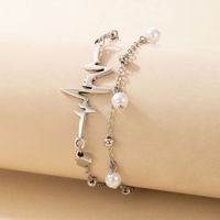 Simple Fashion Foot Ornament Irregular Ecg Double Layer Anklet Pearl Chain Multilayer Anklet main image 3