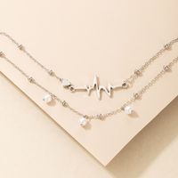 Simple Fashion Foot Ornament Irregular Ecg Double Layer Anklet Pearl Chain Multilayer Anklet main image 5