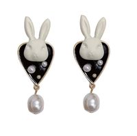 Imitation Pearl Rabbit Fashion Sweet And Cute Fun Oil Drop Earrings main image 6