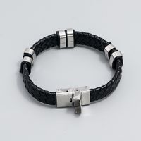 Simple Woven Stainless Steel Leather Bracelet Men's Jewelry Bracelet main image 6