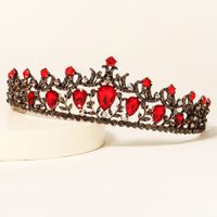 New Style Retro Wedding Alloy Crown Hair Accessories Red Rhinestone Bridal Crown main image 3
