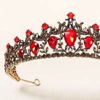 New Style Retro Wedding Alloy Crown Hair Accessories Red Rhinestone Bridal Crown main image 5