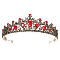 New Style Retro Wedding Alloy Crown Hair Accessories Red Rhinestone Bridal Crown main image 6