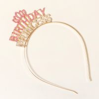 European And American Bridal Crown Wedding Headband Flower Rhinestone Letter Headband main image 3