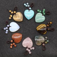 Agate Crystal Semi-precious Stones Love Woven Pendant Heart-shaped Keychain Natural Stone Peach Heart Pendant main image 3