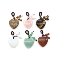 Agate Crystal Semi-precious Stones Love Woven Pendant Heart-shaped Keychain Natural Stone Peach Heart Pendant main image 6