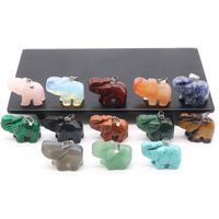 Crystal Agate Jade Carving Elephant Pendant European And American Leather Cord Necklace main image 4