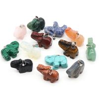 Crystal Agate Jade Carving Elephant Pendant European And American Leather Cord Necklace main image 5