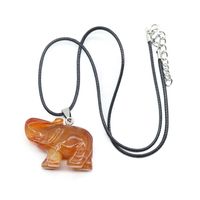 Crystal Agate Jade Carving Elephant Pendant European And American Leather Cord Necklace main image 6